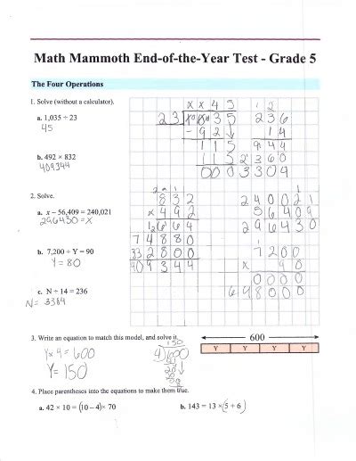 math mammoth placement tests  grades    math assessment