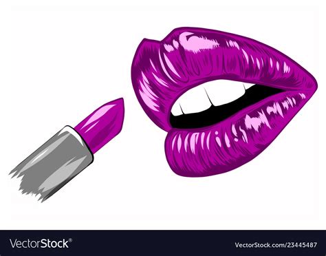 red lipstick in open mouth with glossy melted vector image
