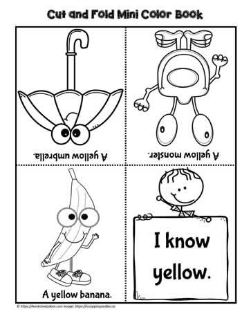 color yellow foldable book worksheets