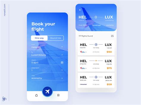 ticket booking app design concept  dmitry lauretsky  ronas  uiux team  dribbble