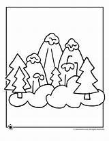Snowy Mountain Coloring Color Pages Mountains Kids sketch template