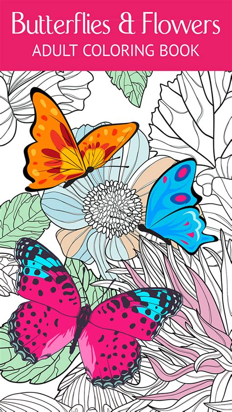 butterfly flower art therapy  fun coloring games  adults