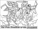 Apocalypse Coloring Horsemen Four Bible Villains Designlooter sketch template