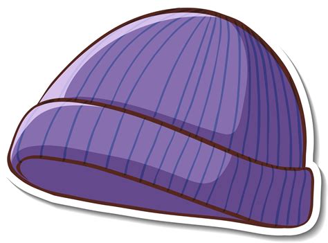sticker design  purple beanie hat isolated  vector art