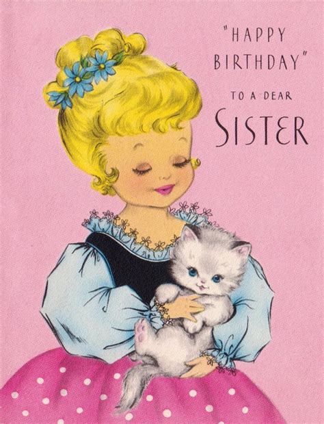 Vintage 1955 Happy Birthday To A Dear Sister B2
