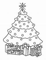 Christmas Tree Coloring Pages Outline Trees Presents Gifts Blank Drawing Chrismas Sheets Printable Pdf Color Artificial Kids Template Children Getcolorings sketch template