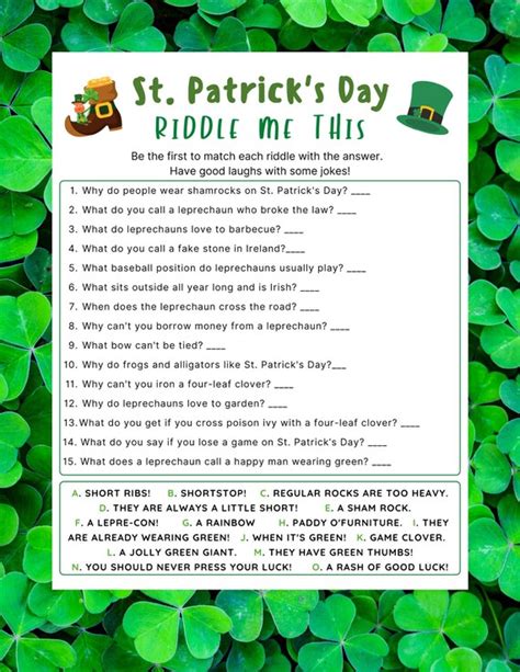 st patricks day riddle   st patricks game etsy