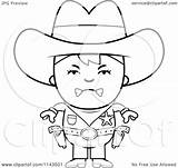 Sheriff Cowgirl Cowboy Coloring Cartoon Clipart Mad Kid Outlined Vector Cory Thoman Royalty Clipartof sketch template