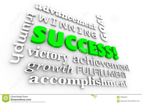success goal achieved winner words collage stock illustration