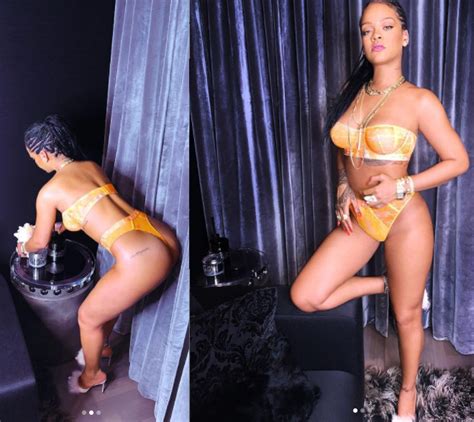 rihanna flaunts her hot body as she poses in strapless bra
