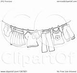 Clothes Drying Line Air Clipart Lineart Laundry Illustration Visekart Royalty Vector Clip 2021 sketch template