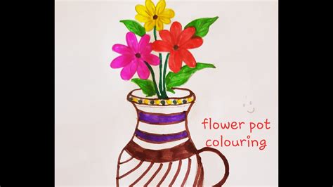 colour  flower vase flower pot simple  easy colouring