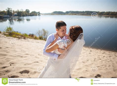 Honeymoon Of Just Married Wedding Couple Happy Bride