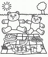 Coloring Pages Picnic Ants Bear Teddy Kids Popular sketch template