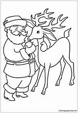 Reindeer Coloring Pages Santa Christmas Claus Drawing Xmas Template Printable Color Colouring Kids Print His Line John Sheets Santas Drawings sketch template