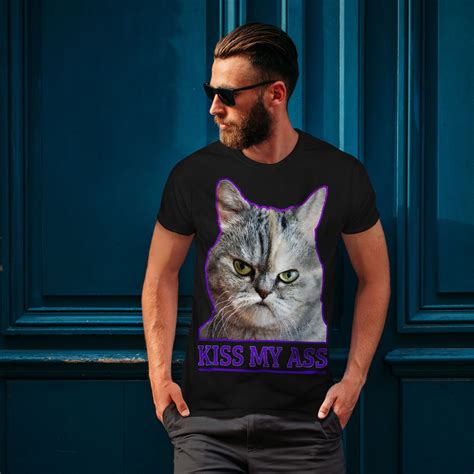 wellcoda kiss my ass bad funny mens t shirt pussy graphic