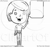 Girl Talking Teenage Coloring Cartoon Adolescent Clipart Cory Thoman Outlined Vector sketch template