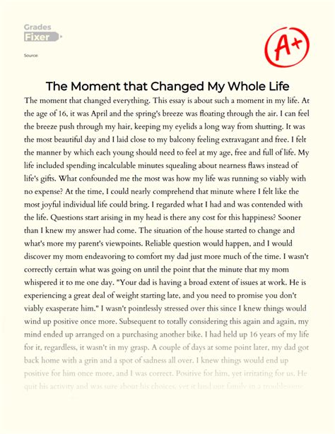 moment  changed  personal experience essay