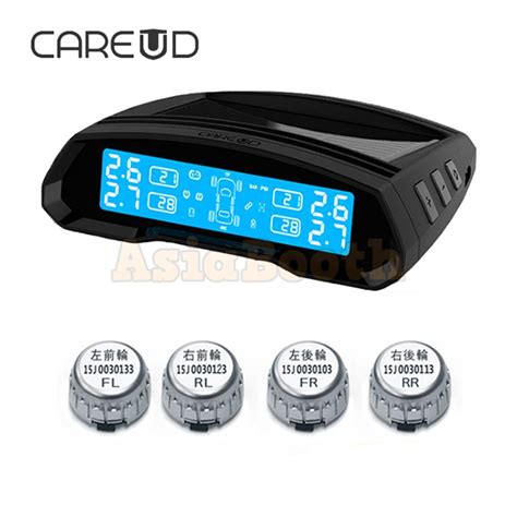 careud  universal tpms tire pressure monitor  car solar panel