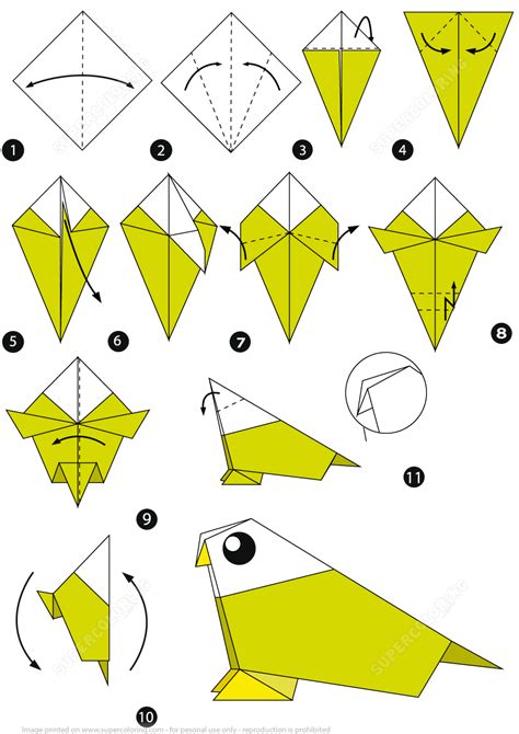 origami bird step  step instructions  printable