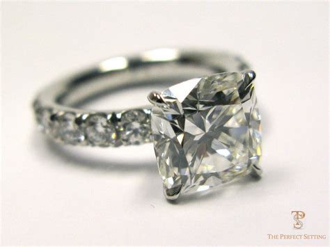 cushion cut diamond engagement ring custommade nyc  perfect setting