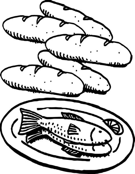 beautiful  loaves   fish coloring page wecoloringpagecom