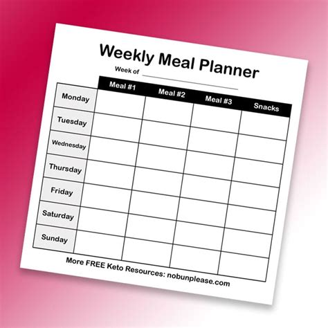 printable weekly meal planner   bun