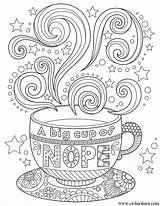 Coloring Pages Coffee Adult Cup Printable Tea Sheets Food Quote Colouring Cups Adults Mandala Therapy Book Nope Big Doodle sketch template