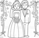 Groom Bride Coloring Vector Illustration Printable Clipart sketch template
