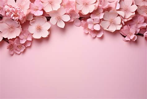 beautiful pink flowers  pink backgroundai generated  stock
