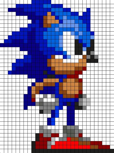 sonic from sonic 1 perler bead pattern bead sprite pixel art grid