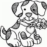 Coloring Kids Dogs Dog Pages Color Print Printable Flower Funny sketch template