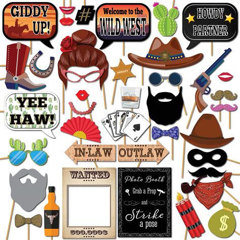 buy western photo booth props  pc photo prop kit