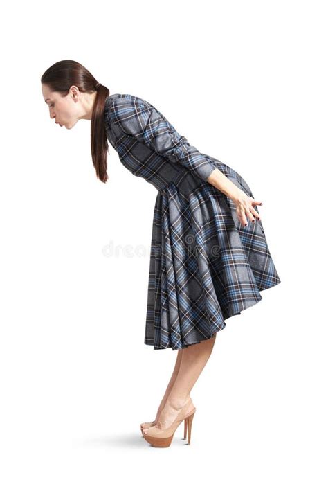 Woman Bending Forward And Kissing Stock Image Image Of Bend Dress