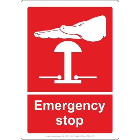 emergency stop red sign jps