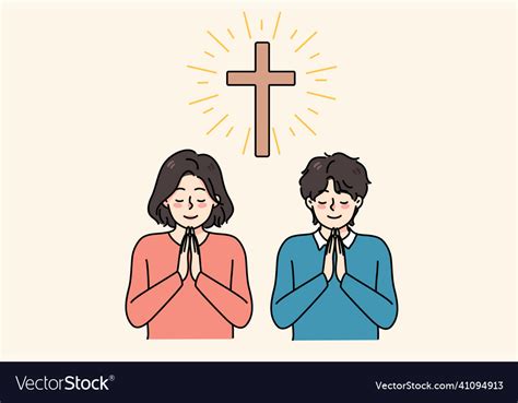 small religious kids pray  god  church vector image