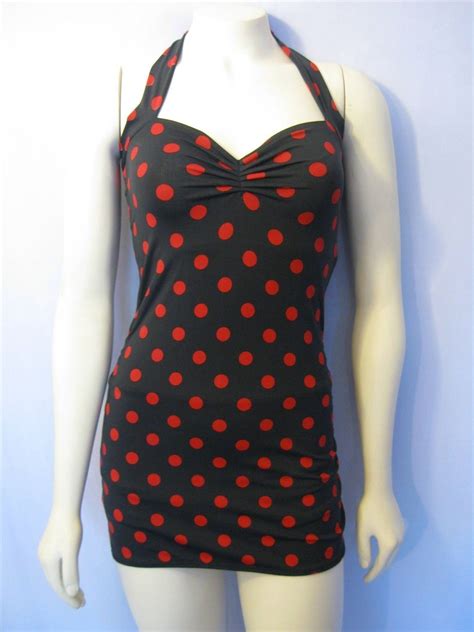 black and red polka dot two piece swim dress retro pin up swimsuit 85 00 via etsy summer