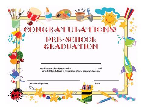 preschool graduation certificate template  graduation pertaining