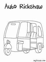 Rickshaw Auto Coloring Sketch Pages Kids Template Draw School India Sketches Paintingvalley sketch template