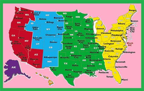 Printable Us Time Zone Map Campus Map