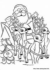 Rudolph Coloring Pages Reindeer Santa Red Nosed Christmas Rudolf Printable Coloriage Sleigh Kids Books Clause Color Book Sheets Imprimer Dessin sketch template