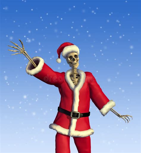 friendly skeleton santa royalty  stock photo image