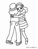 Amigas Hug Hugging Umarmen Eleves Recreo Rang Ausmalbilder Hellokids Coloriages Designlooter Escuela Cour sketch template