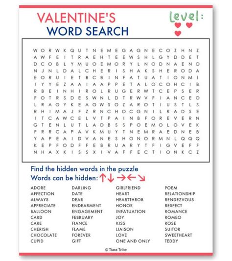 valentines day word searches easy difficult valentines day
