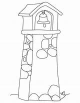 Tower Bell Coloring Pages Kids sketch template