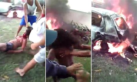 lynch mob throw woman onto bonfire in brazil daily mail online