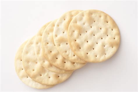 row  plain crispy water crackers  stock image