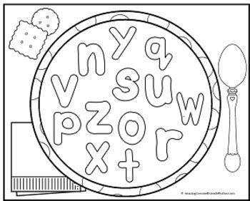 alphabet soup mats  coloring sheets  amazinglessonsfriends