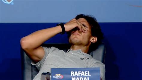 Rafa Nadal Collapses With Cramp At Us Open Press Conference Video