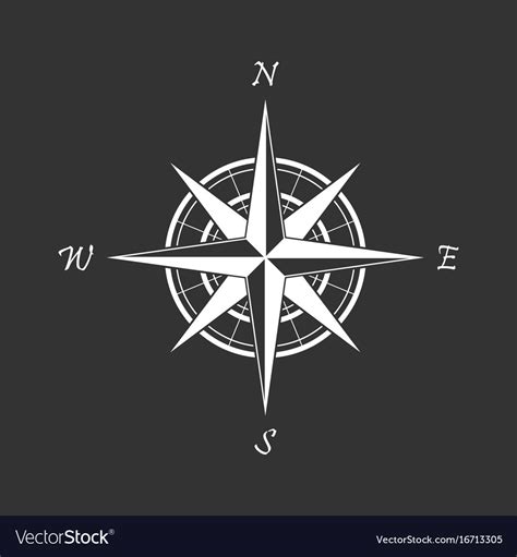 white compass icon   black background vector image